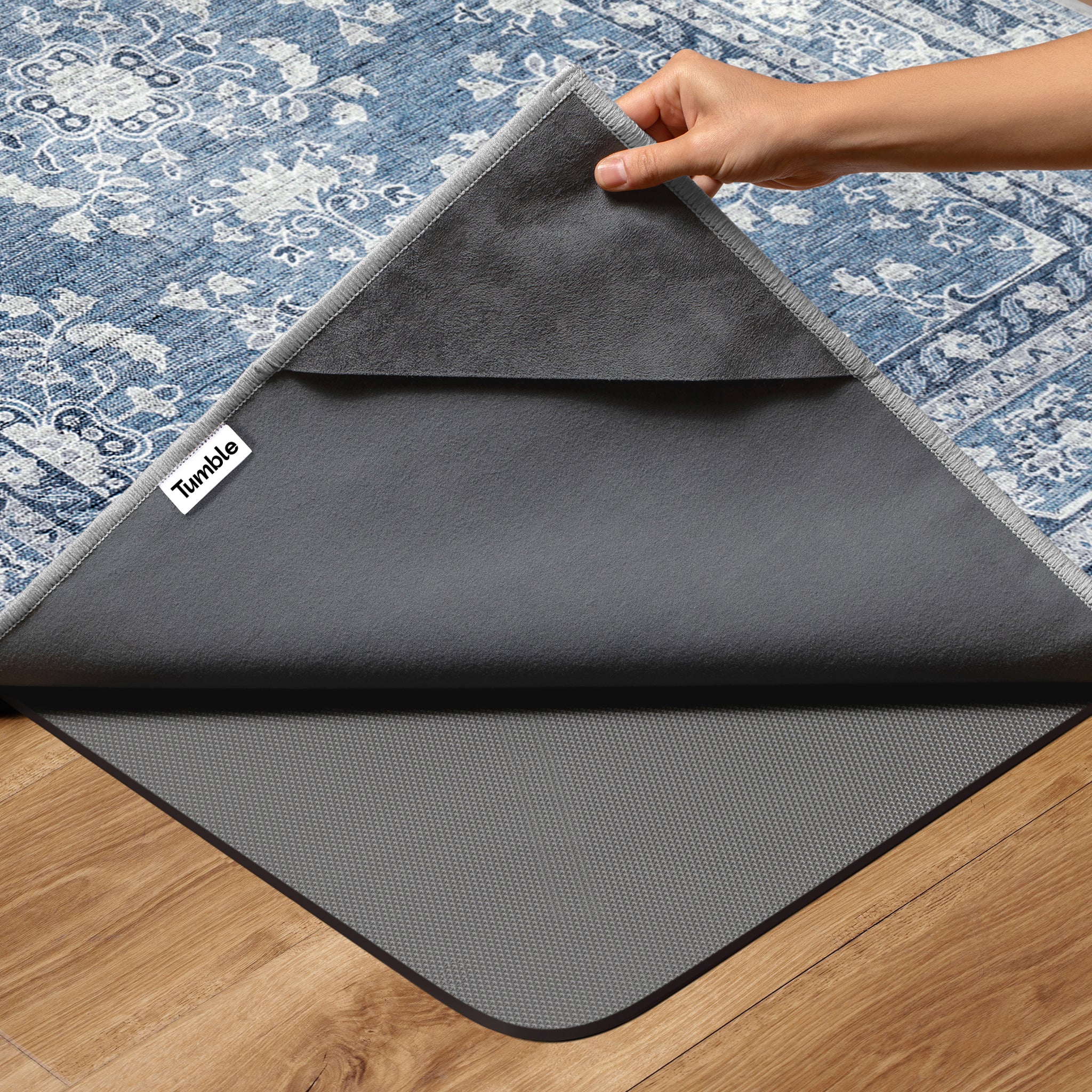 Tara - Blue/Grey - Washable Rug– Tumble