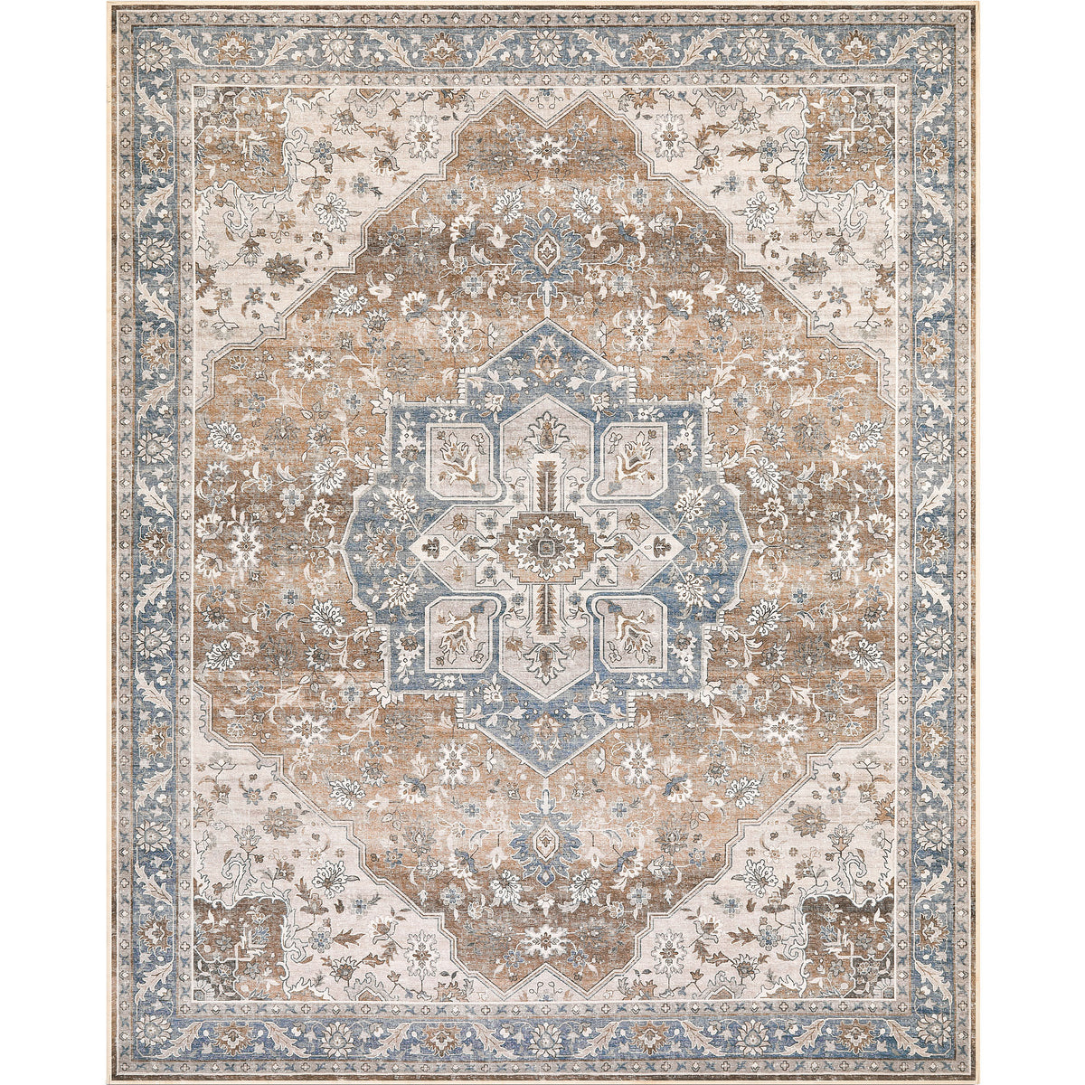 Amara - Coral/Blue (Rug Cover)