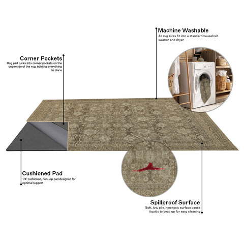 Athena - Brown/Natural - Washable Rug– Tumble