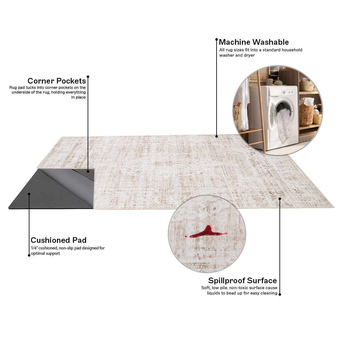 Azra - Ivory/Berry - Washable Rug– Tumble