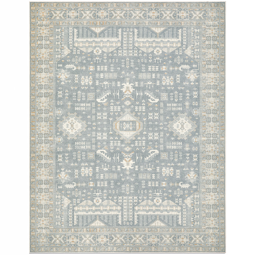 Tumble Cambridge Slate & Ivory Washable Rug & Cushioned Pad