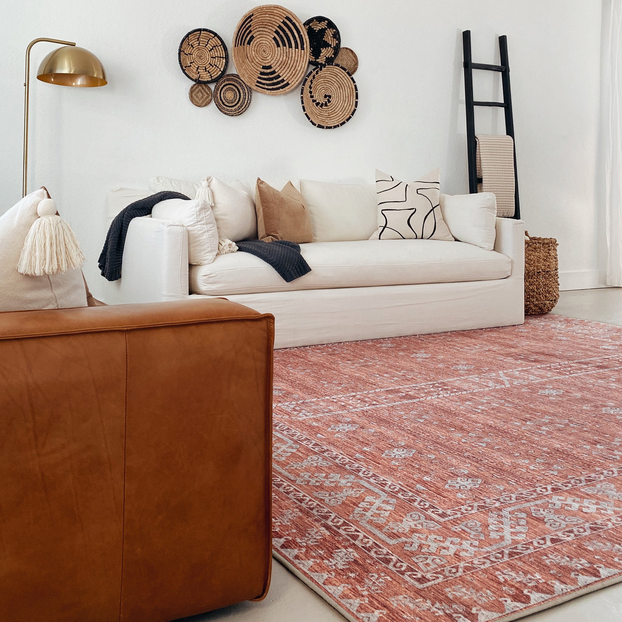 Hali - Coral/Khaki - Washable Rug– Tumble