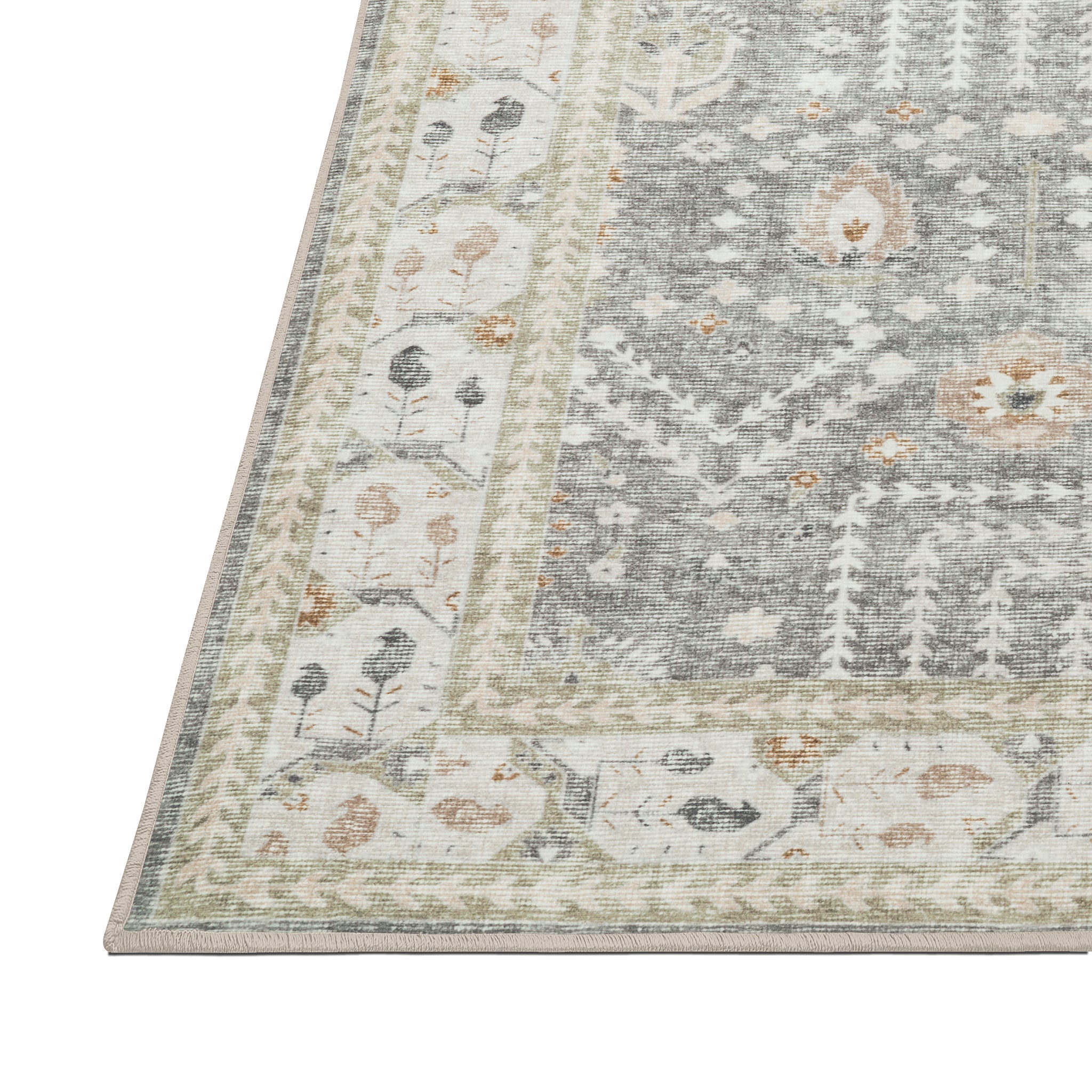 Juliet - Grey/Green - Washable Rug– Tumble