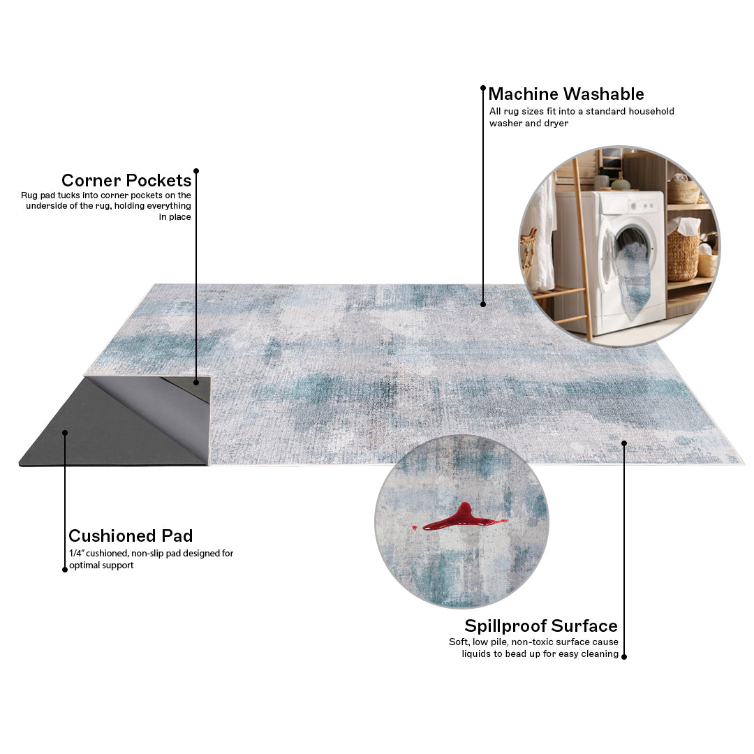 Petra - Sand/Sea - Washable Rug– Tumble