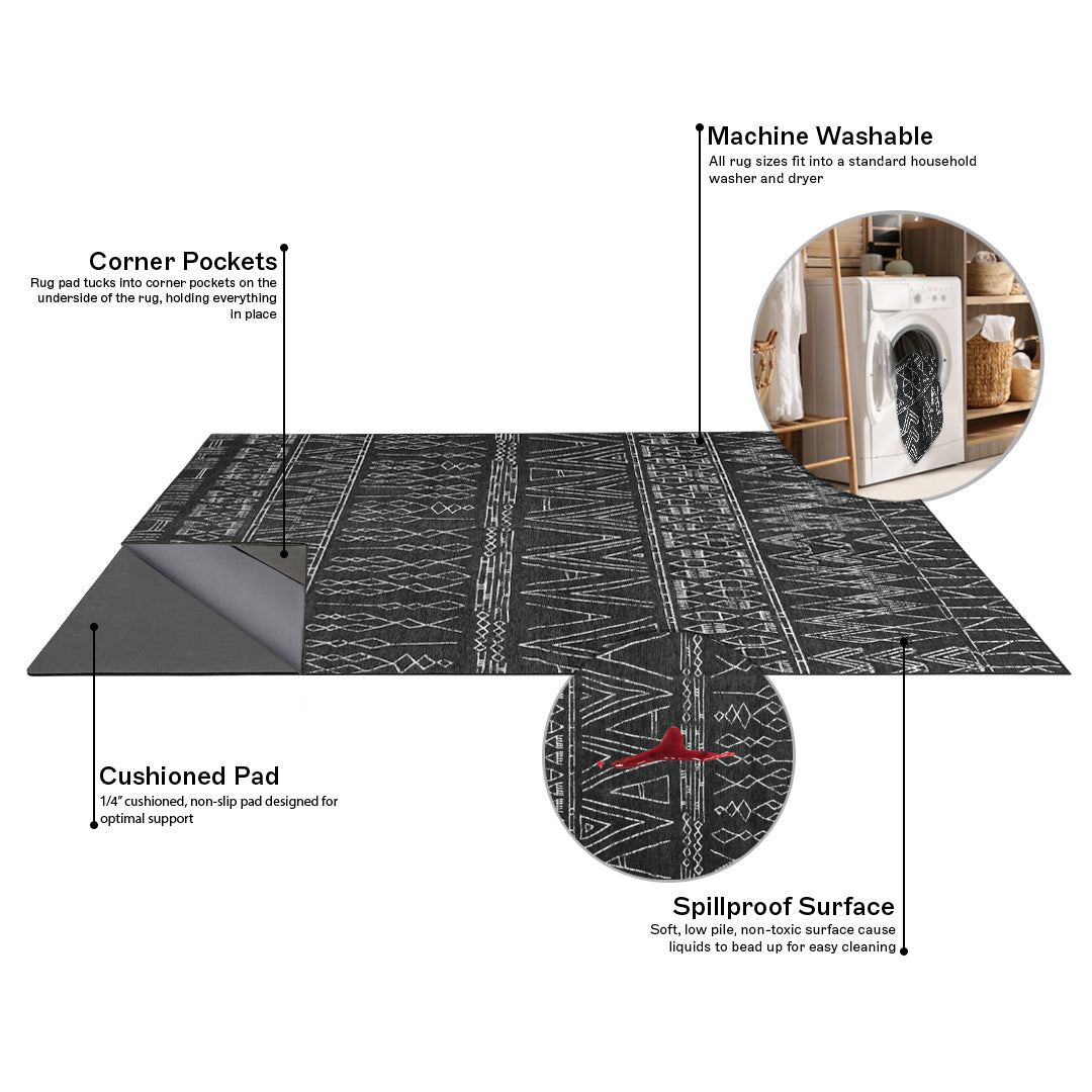 Sena - Black/Ivory - Washable Rug– Tumble