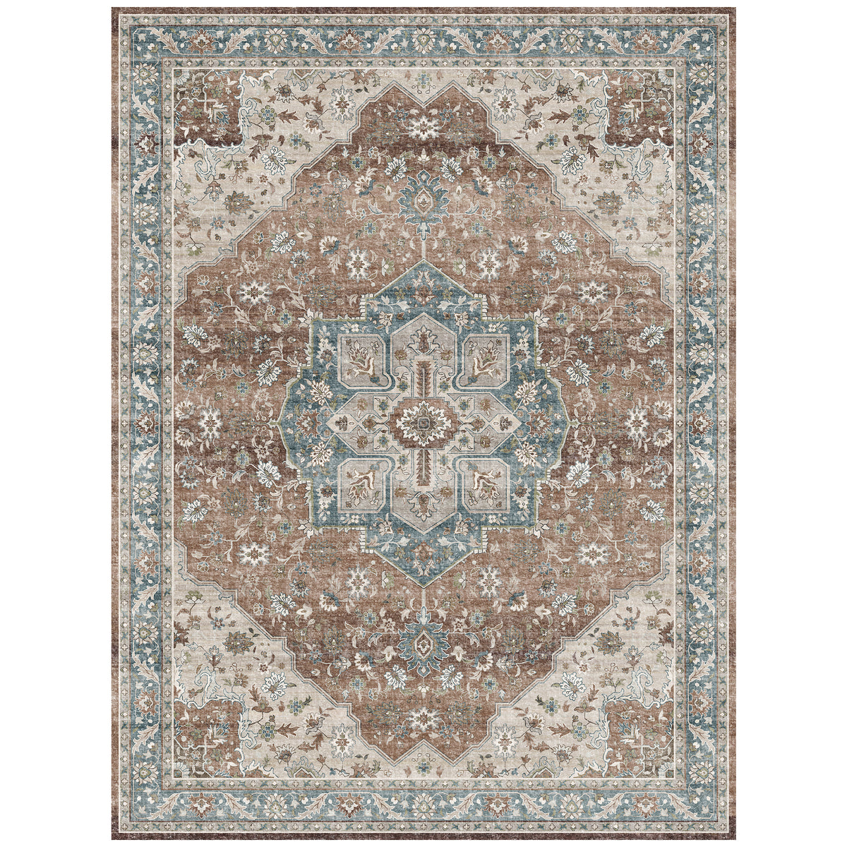 Amara - Coral/Blue (Rug Cover)