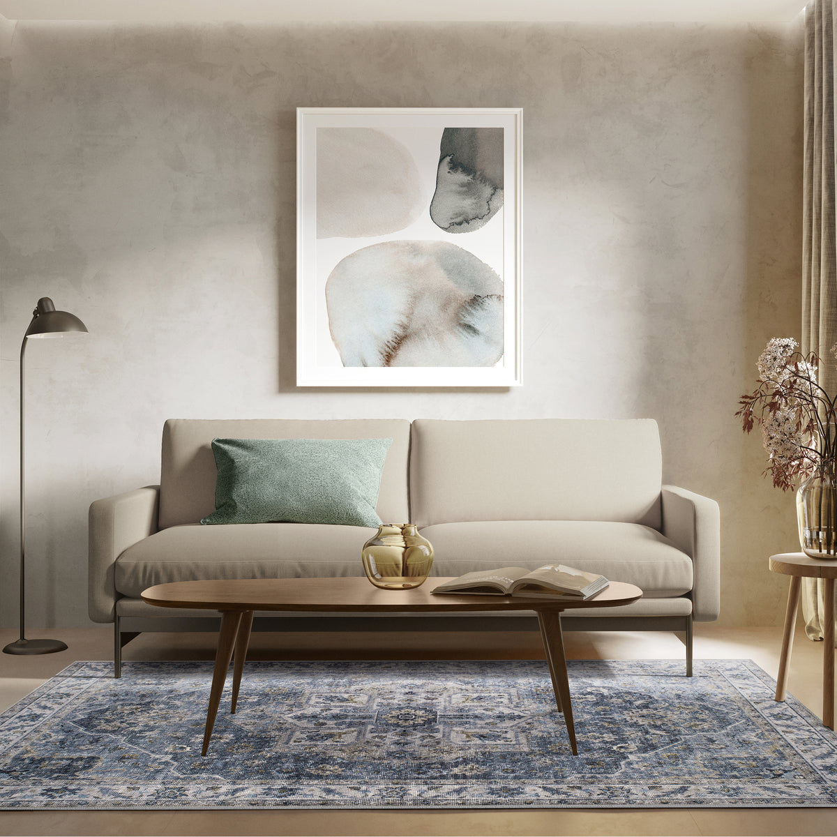 Amara - Indigo/Beige (Rug Cover)