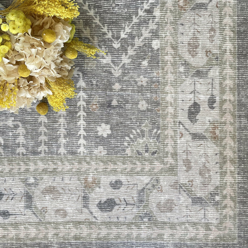 Juliet - Grey/Green - Washable Rug– Tumble