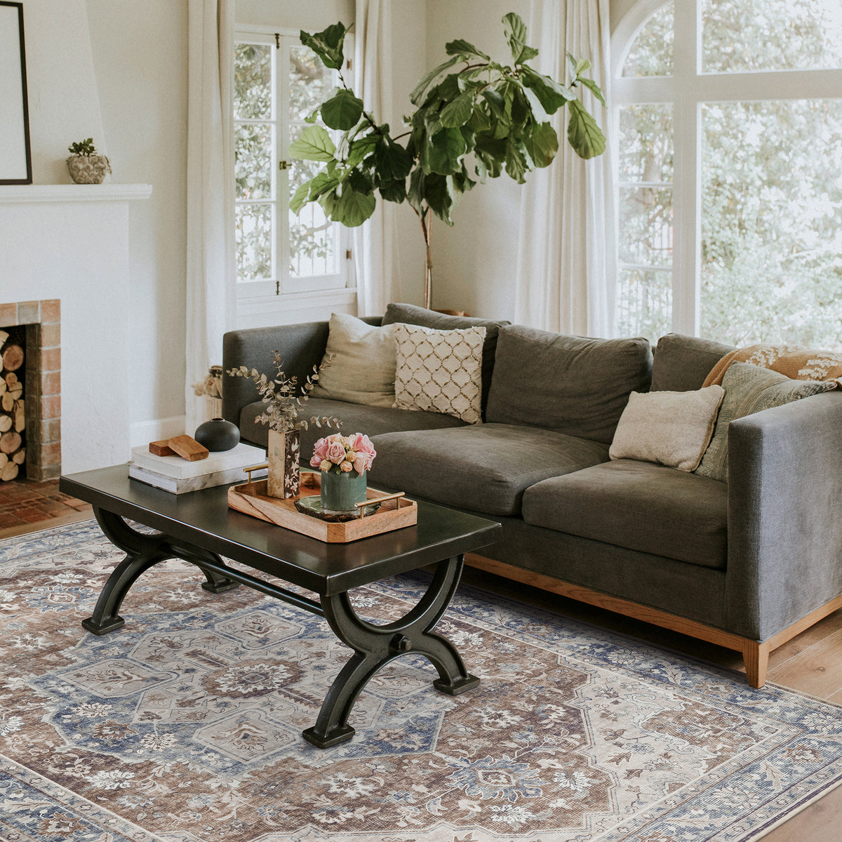 Amara - Coral/Blue (Rug Cover)