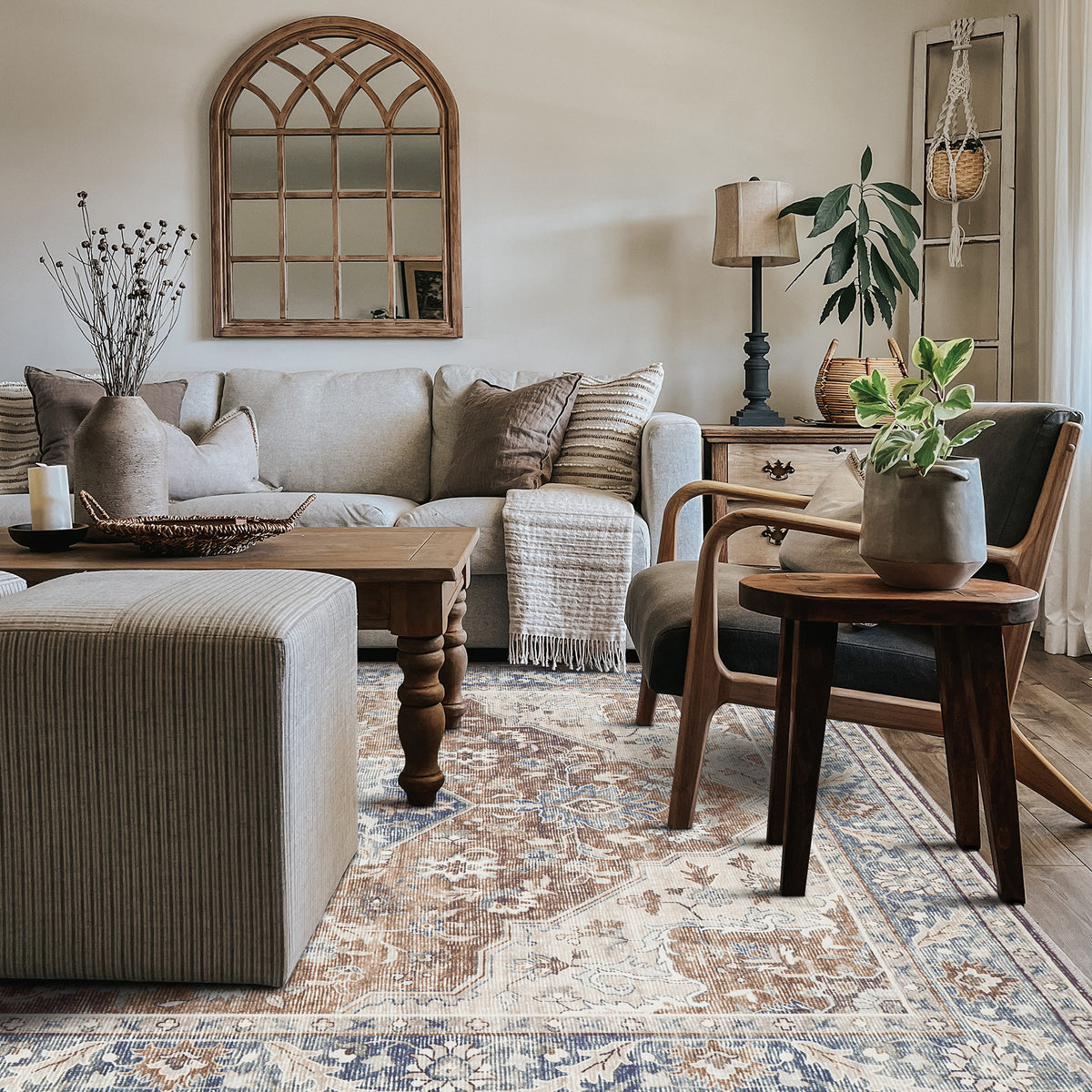 Amara - Coral/Blue (Rug Cover)